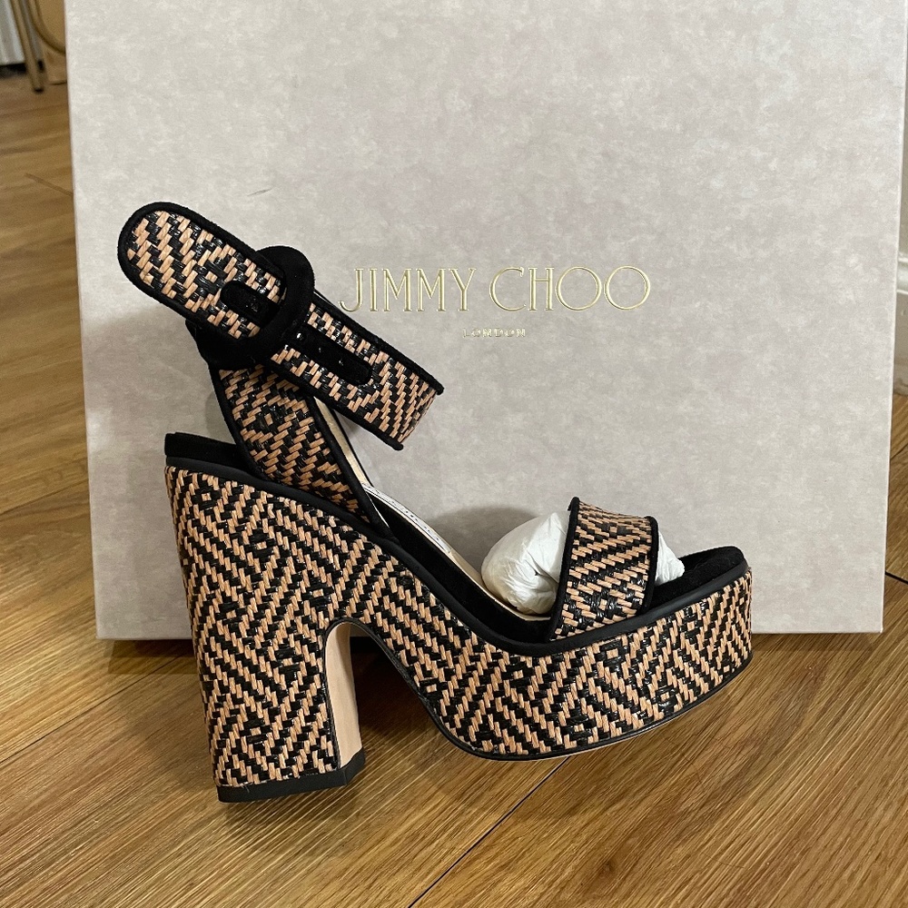 Jimmy Choo Platform Open-Toe Heels 36.5